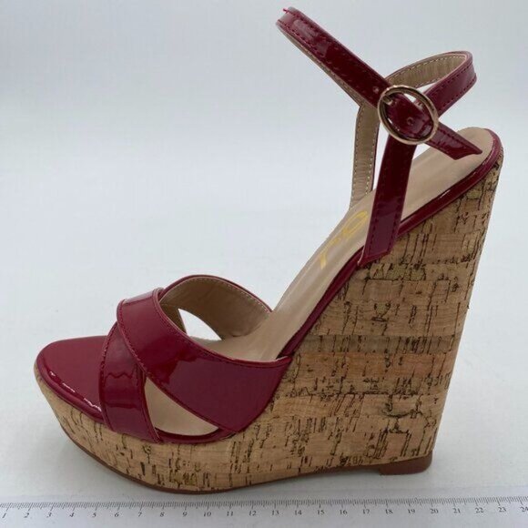 FSJ Women Peep Toe Platform Sandals Cork Wedge High Heel Ankle Strap Summer - Picture 1 of 7